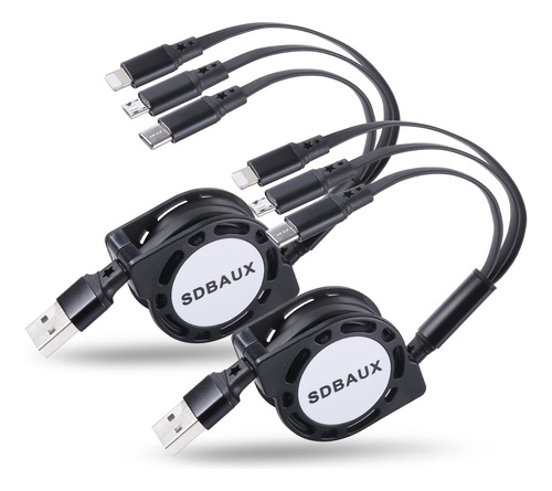 Sdbaux Paquete De 2 Cables De Carga Multiusb, 3.3 Pies, 3 En