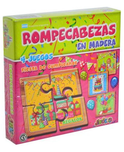 Puzzle De Madera 17x17cm X4 Fiesta De Cumple - Enc-rom-3