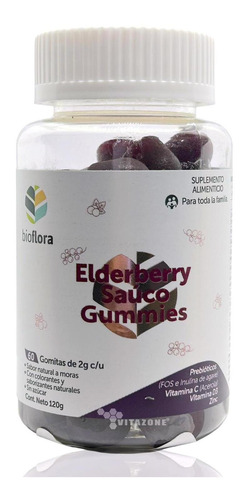 Prebióticos Elderberry Saúco 60 Gomitas Bioflora Sin Azúcar