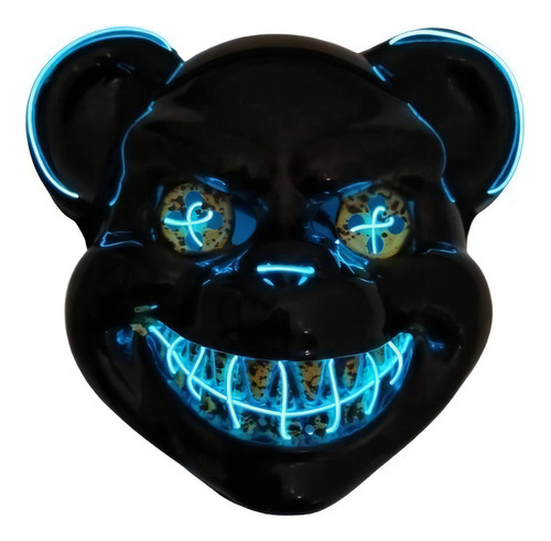 Máscara Careta Oso Negro Macabro Luces Led Halloween Var