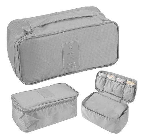 Organizador Ropa Interior Viaje Valija Neceser Cosmeticos Color Gris