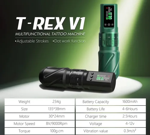 Maquina Tattoo Pen Trex V1 Flip Curso Ajustável E Bateria