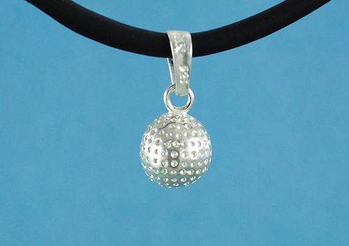 Imagen 2 de 4 de Dije Pelota De Golf Plata Ley .925 Incluye Collar Caucho