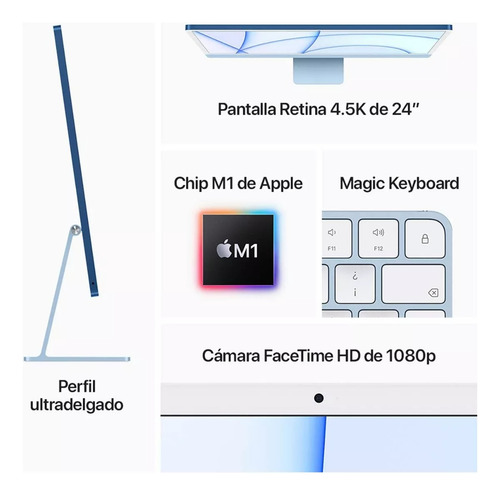 iMac Apple Chip M1 8gb 256gb Pantalla 4.5k 24
