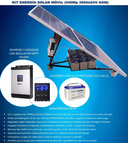 Kit Energia Solar Regulador Bateria 100 Inversor Panel Solar