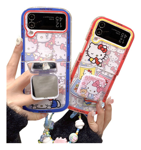 Hello Kitty Espejo Soporte Zflip5/4/3 Caso + Colgante