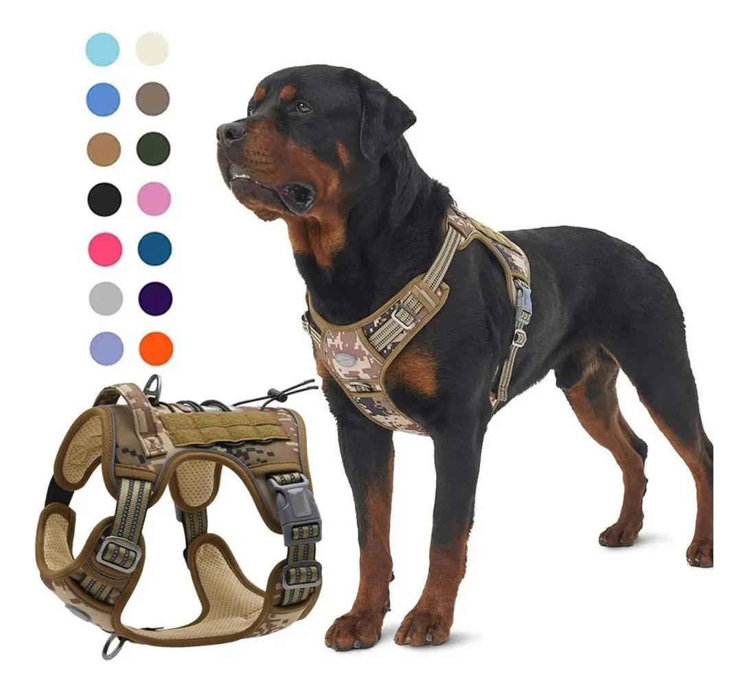 Arnés Táctico Antitirones Ajustable Para Perros Color Beige Camuflado Talle Del Arnés M