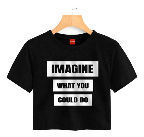 Blusa Crop Top Imagine What You Mujer Playera Crop Negra #80