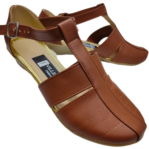 Imagen 8 de 9 de Zapato Huarache Tipo Piel Con Tacón Flat Mujer Empeine Alto