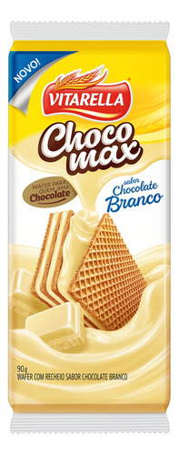Biscoito Wafer Recheio Chocolate Branco Vitarella Chocomax Pacote 90g