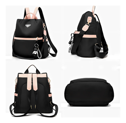 Go-done - Bolso De Dama Acabado De Los Herrajes Negro Y Rosa Color Negro Correa De Hombro Rosa Diseño De La Tela Liso