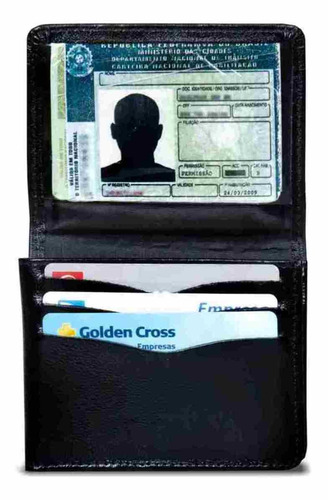 Imagem 3 de 4 de Mini Carteira Slim Artlux Couro Notas Cnh E Cartão 112 Preta