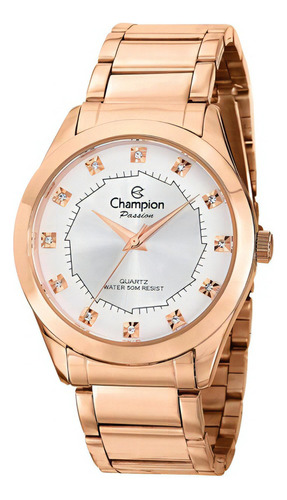 Relogio Feminino Champion Rose Com Pedra Strass Ch24759z