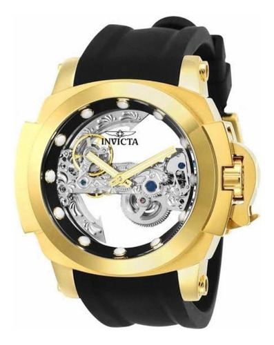 Correa de reloj original automática Invicta Coalition Forces 26760, color dorado y bisel dorado, color de fondo dorado