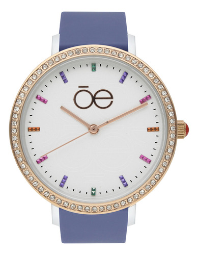 Reloj Cloe Unisex Con Correa De Caucho Color Del Fondo Azul