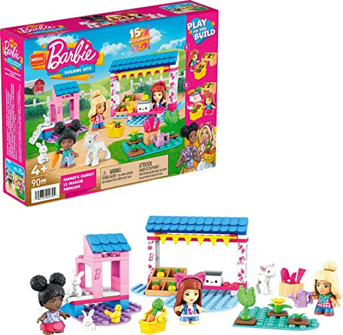 Mega Barbie Toy Building Set, Mercado De Agricultores Con 3