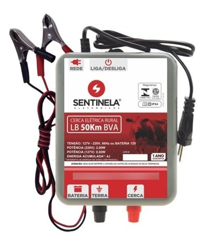 Eletrificador Cerca Rural Lb50 Bivolt Ou Bateria Sentinela