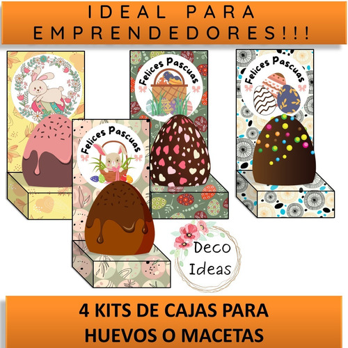Imagen 1 de 6 de Kit Imprimible 08 Pascuas Caja Porta Huevo + Etiqueta + Tag