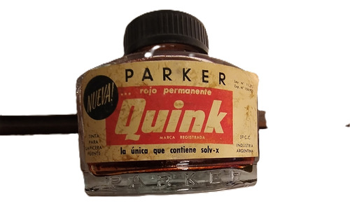 Frasco De Tinta Parker Quink Con Solv X - Vintage