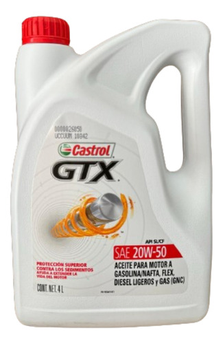 Aceite Castrol Gtx 20w50 X 4 Litros Mineral 