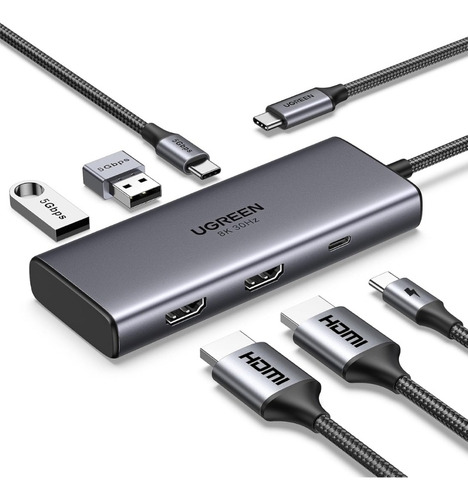 Hub Usb-c 6 En 1 Ugreen 2 Usb-a, 2 Usb-c, 2 Hdmi 4k/60hz