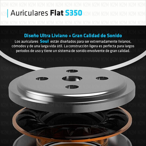 Imagen 3 de 10 de Auriculares In Ear Celular Manos Libre Microfono Flat S350