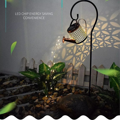 Regadera solar LED para jardín con luz decorativa, alambre de cobre, luces de colores, 84 perlas
