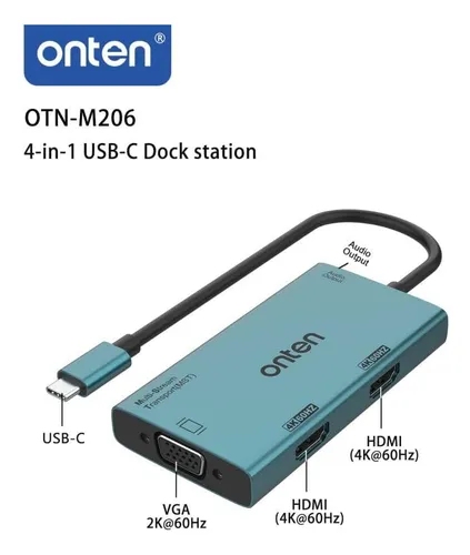Hub Adaptador Usb-c To Dual Hdmi Y Vga Onten