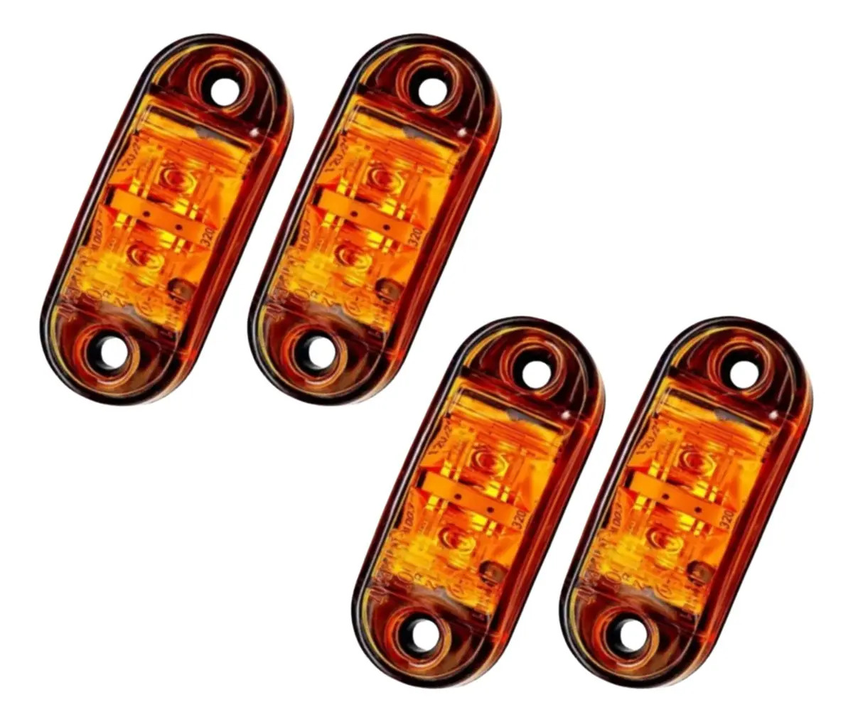 Kit 4 Luz Led Cortesia Prova D'água 12v 24v Barco Lancha Luz Ambar