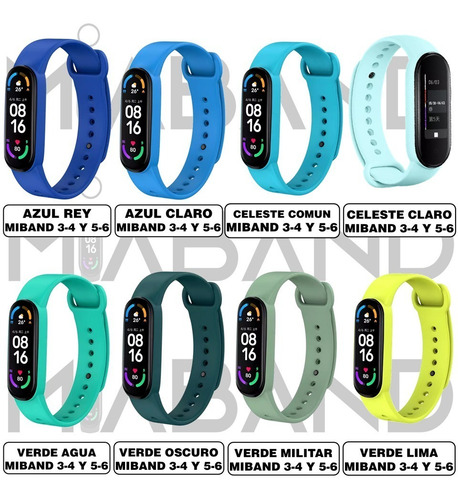 Imagen 5 de 6 de Combo 2 Correa Para Xiaomi Smart Band 3 4 5 6 Malla Pulsera
