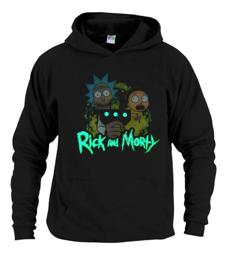 Sudadera Rick And Morty Color Negro Brilla Obscuridad Cas