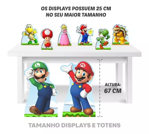 Kit 8 Totem + Painel de Lona Super Mario Filme