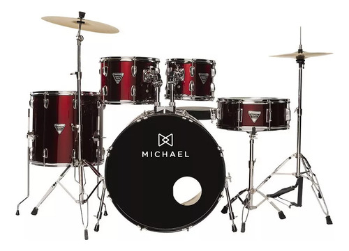 Bateria Acústica Dmt222 Michael Trinity Wine Red 5 Peças