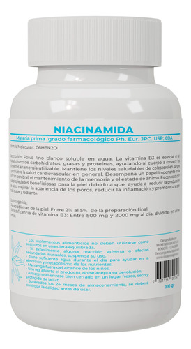 Niacinamida (vitamina B3) 100gr - g a $549