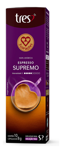 Cápsula De Café Espresso Supremo 10 Cápsulas Tres 3 Corações