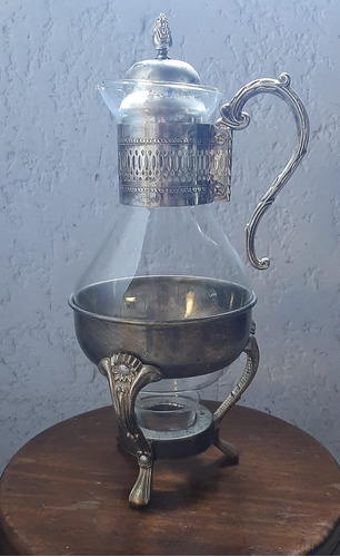 Samovar Antiguo De Metal Y Vidrio