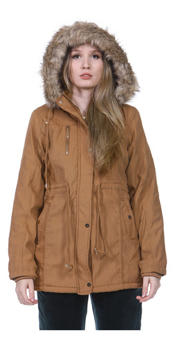 Imagem 3 de 4 de Jaqueta Parka Feminina Capuz Zíper Forrada Pelúcia Rf1282