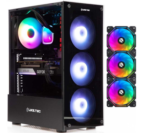 Gabinete Gamer Para Placa Mãe Atx Com Fans Rgb Led Usb 3.0