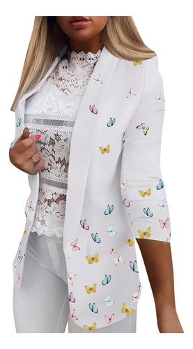 Chaquetas Blazer For Mujer, Ropa De Negocios Estampada Larg