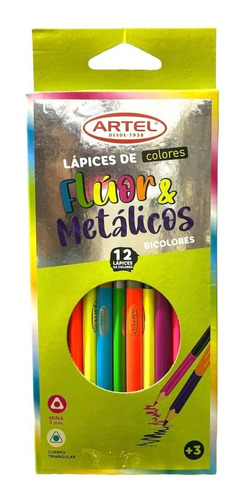 Lapices De Colores Neón Y Metálicos Bicolor Artel