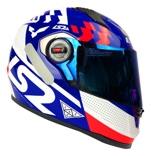 Capacete Ls2 Ff358 Podium Azul Branco Vermelho Preto