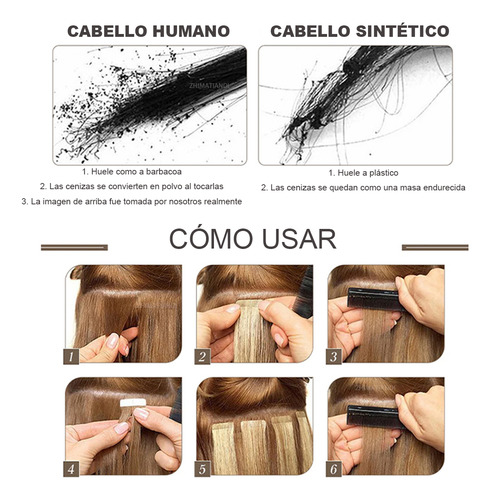 40 Pzs Extensiones De Cabello Con Base Pu Humano Real 45cm Pu-2x-castaño Muy Oscuro