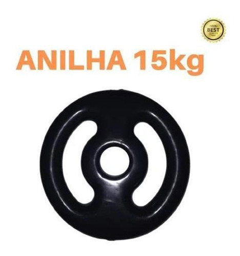 Anilha 15kg Emborrachada Super Premium Preta Academia/casa