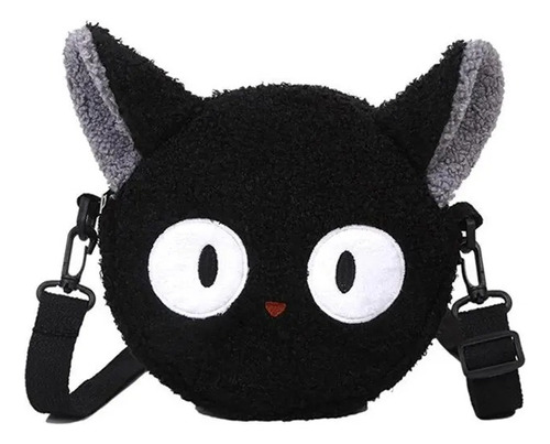 Bolsa Gato Kawaii Japones Furry Peluche Pequeña Black Cat