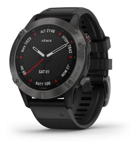 Reloj Garmin Fenix 6 Zafiro Gris Oscuro Mapas Gps Smartwatch Color de la malla Negro Color del bisel Negro