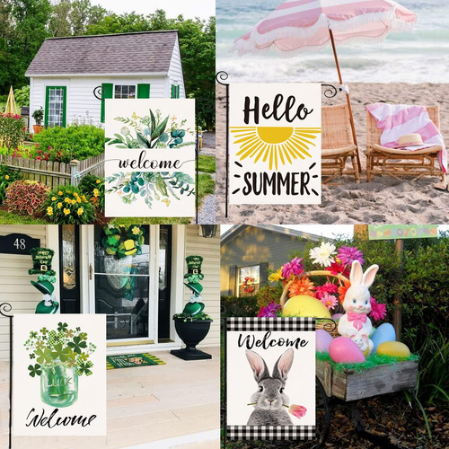 Seasonal Garden Flags Set,double Sided 12.5 X 18 Inch Yard F