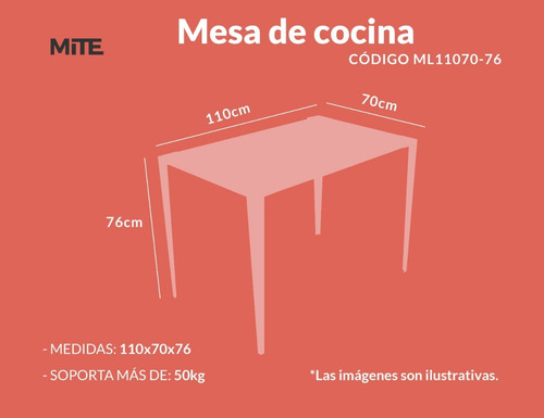 Mesa De Cocina Grande Sin Tornillos, Fácil Armado | Mite