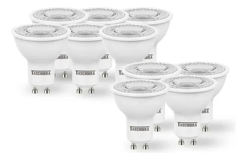 Kit 10 Lâmpadas Led Dicróica Mr16 Tdl 50 7w Taschibra Bivolt