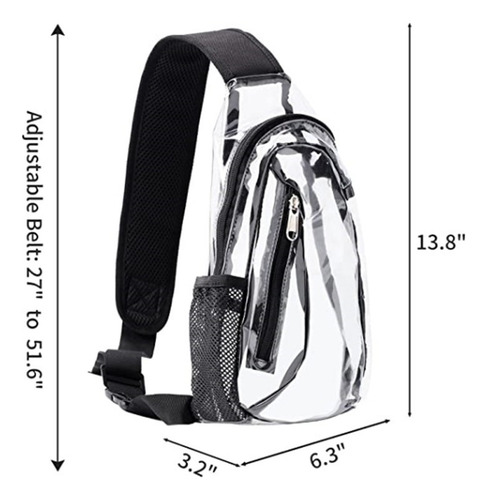 Mochila Cruzada De Pvc Transparente A Prueba De Agua 3 Pieza