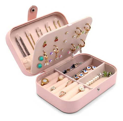 Organizador Joyas Estuche Aretes Anillos Alhajero Color Rosa